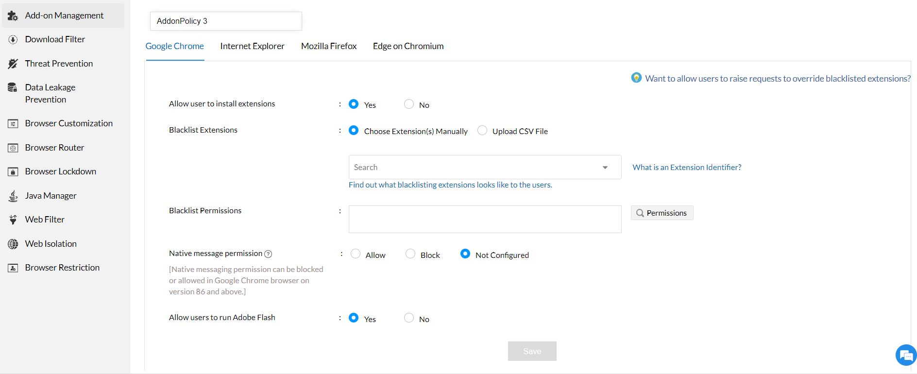 screenshot of ManageEngine Browser Security Plus